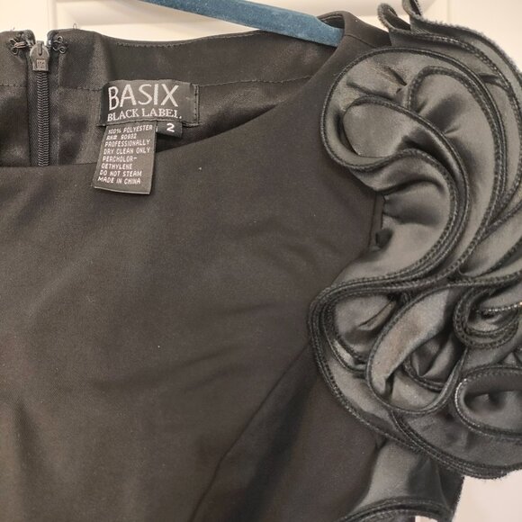 BASIX BLACK LABEL ROSETTE SLEEVE COCKTAIL DRESS IN BLACK - Picture 4 of 7